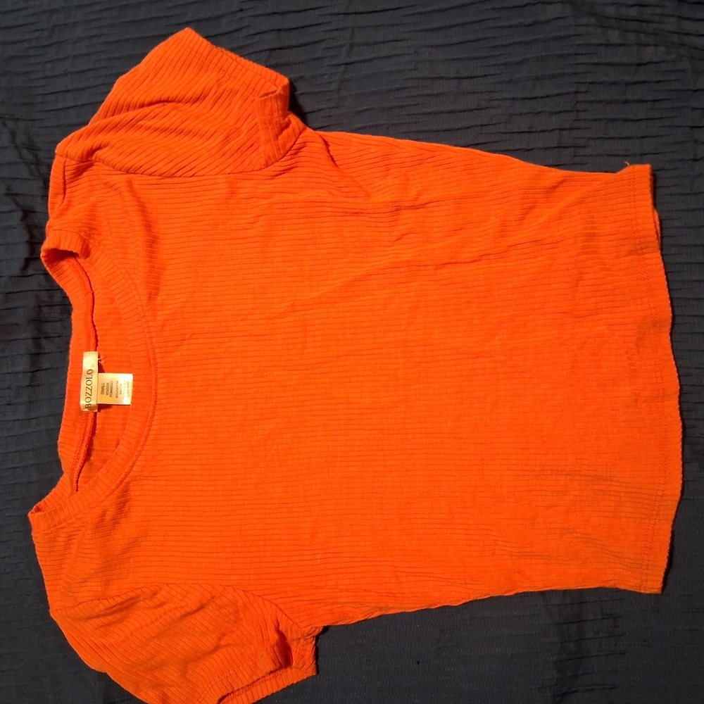 Bozzolo Orange Ribbed Top